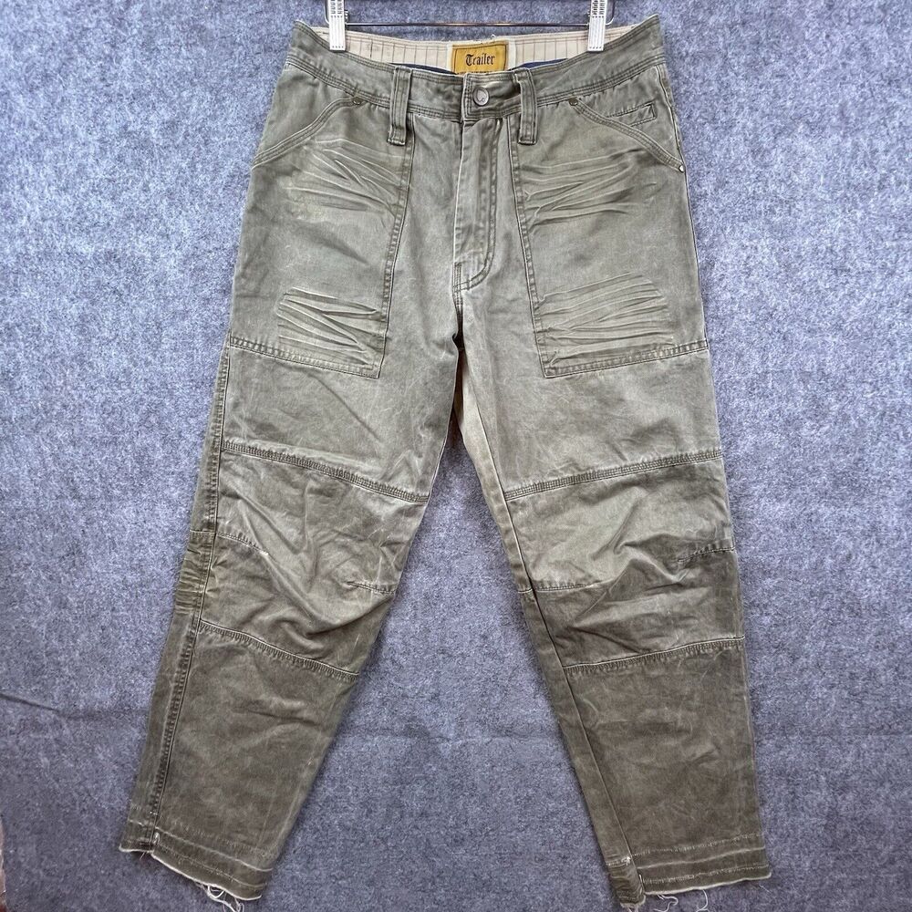 Vintage Trailer Jeans 30‎ Tan Grunge Skater Articulated Knee Biker Flap Pocket